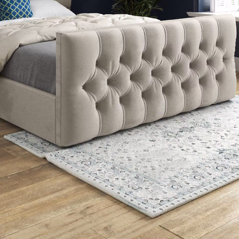Casani Porthcawl Upholstered Chesterfield Bed Frame in Beige Velvet, Size: Single (90 x 200 cm) – 5
