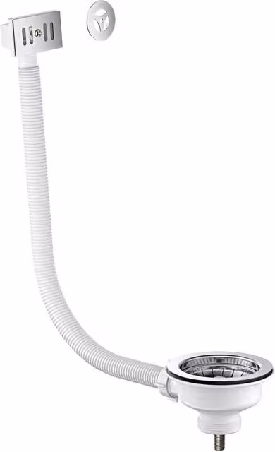 Nes Home Kitchen Basin Waste with Overflow in Silver Chrome