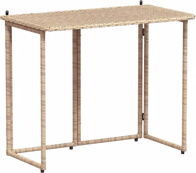 Berkfield Home Folding Garden Table in Beige Poly Rattan, W/D/H: 90 x 51 x 75 cm – 1