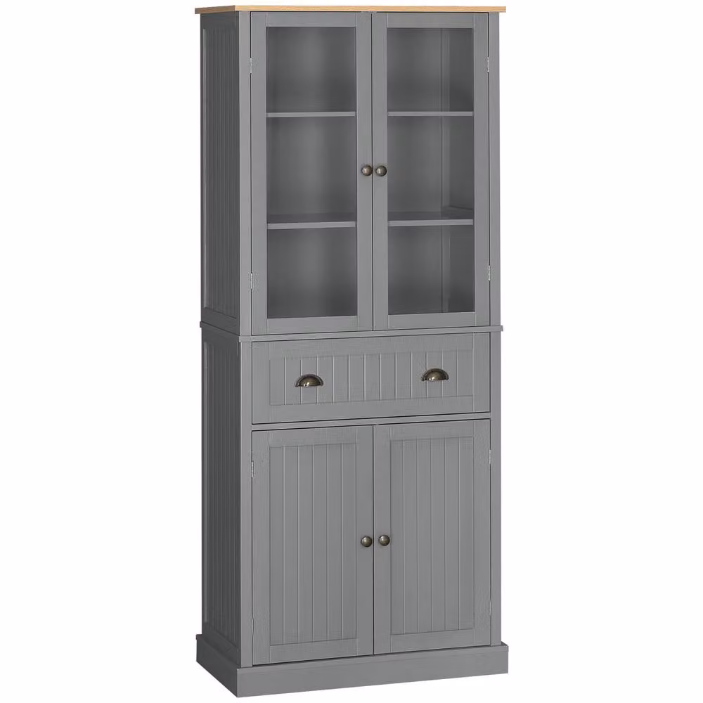Wyld Haus Todi Hael Tall Kitchen Pantry Cupboard, Grey and Oak, H 182.5 x W 76.0 x D 40.0 cm – 2