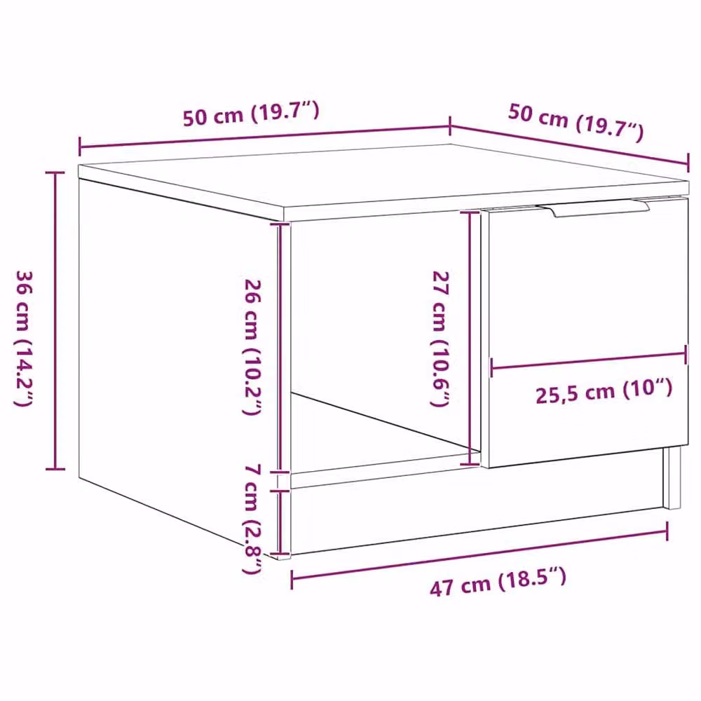 Berkfield Home Modern Black Oak Coffee Table, W/D/H: 50 x 50 x 36 cm – 7