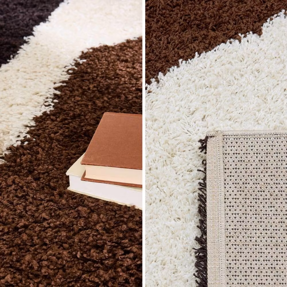 sweeek Shaggy Geometric Indoor Rug in Beige, Brown and Black, W: 160 cm, L: 230 cm – 3