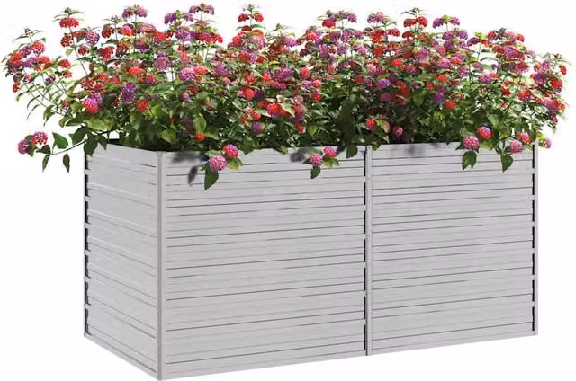 Berkfield Home Garden Galvanised Steel Raised Bed in Silver, W: 160 cm, D: 80 cm, H: 77 cm – 1