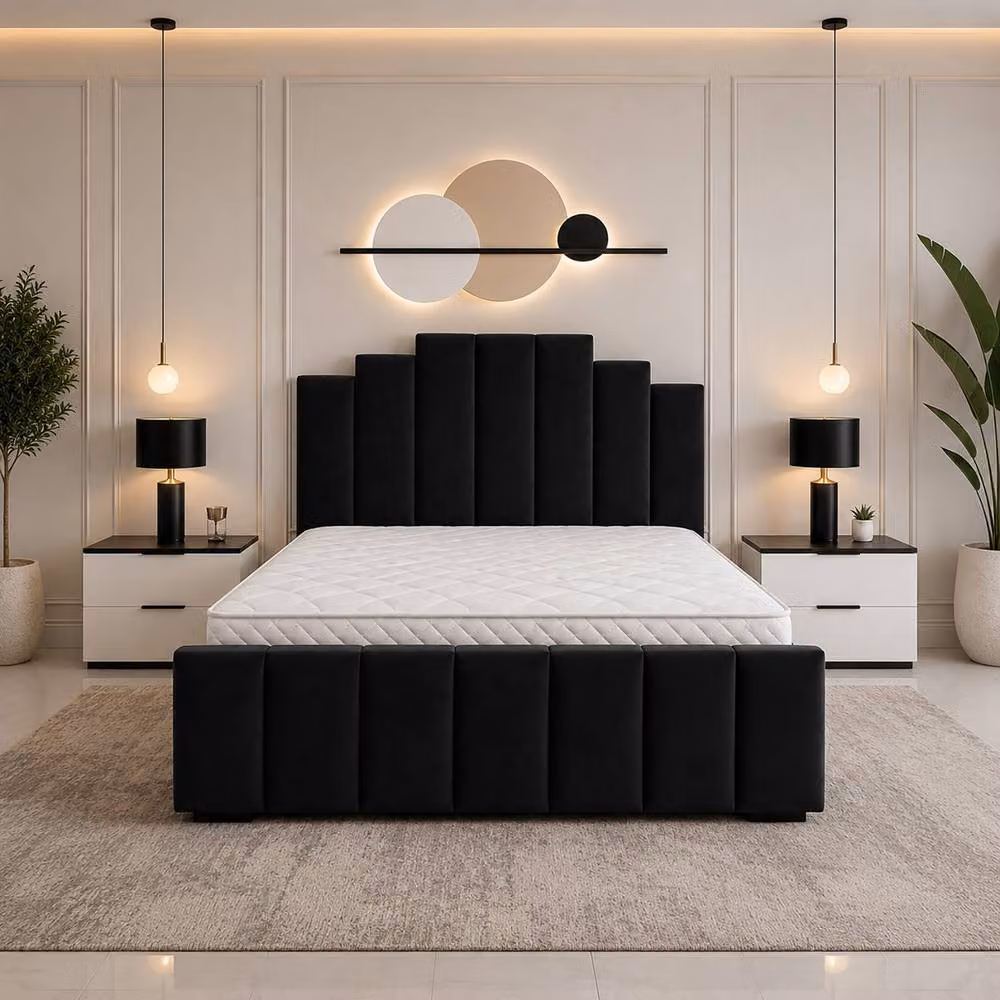 Soft Snooze Beds Art Deco Ottoman Divan Storage Bed in Silver Plush Velvet, W/D: 200 x 200 cm – 1