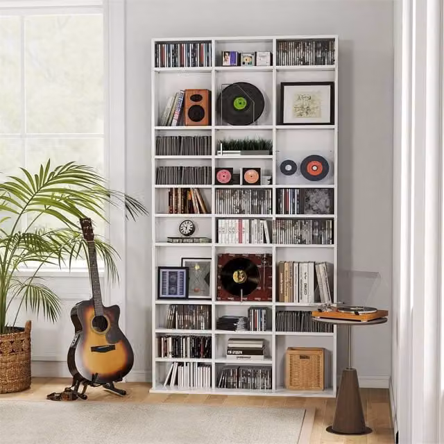 EONLION White Marble Effect Storage Shelf with Adjustable Shelves – 1