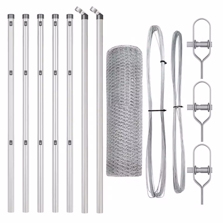 Berkfield Home Hexagon Fence in Silver Galvanised Steel, H: 80 cm x W: 10 m