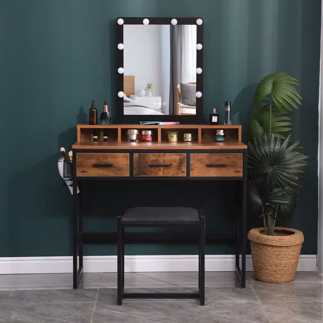 WestWood DT17 Dressing Table in White and Brown