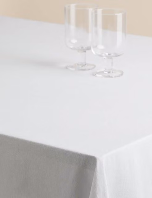 M&S White Pure Cotton Easy Care Tablecloth