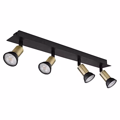 Netlighting Drew Modern Ceiling Spotlight Bar in Black and Gold with 4x GU10 Adjustable Lamps – 2