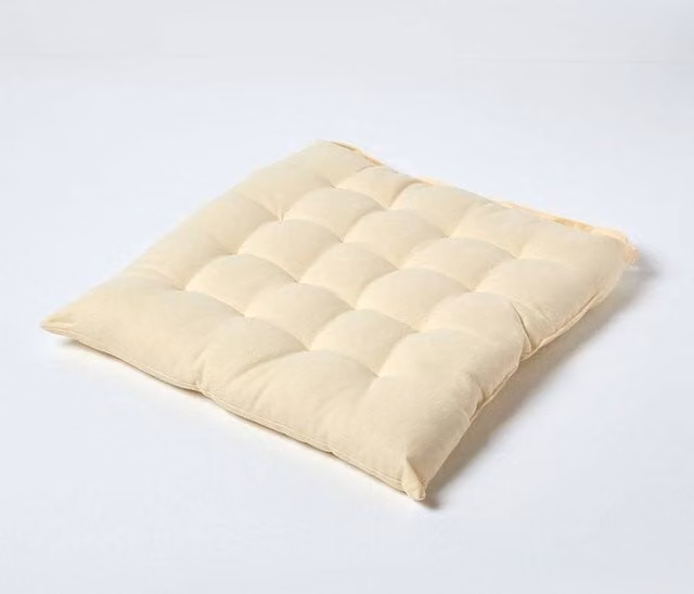 Homescapes Luxury 100% Cotton Seat Pad in Beige, W/D/H: 40 x 40 x 4 cm