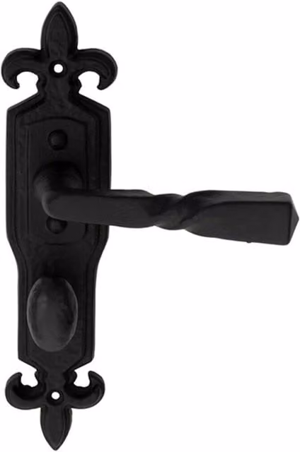 Loops Pair of Forged Twisted Ornate Lever Bathroom Backplate Handles, Black Antique, W: 226 mm x H: 50 mm – 1