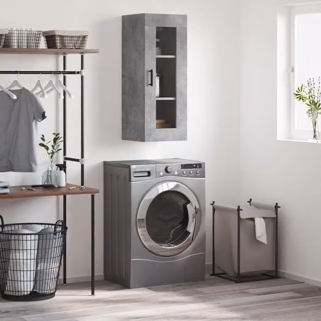 Berkfield Home Modern Wall Mounted Cabinet in Concrete Grey, W/D/H: 34.5 x 34.0 x 90.0 cm – 1