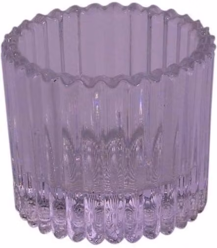 KDMD Lilac Ribbed Glass Tealight Holder, 10 Pack, Diameter: 4.5 cm – 1