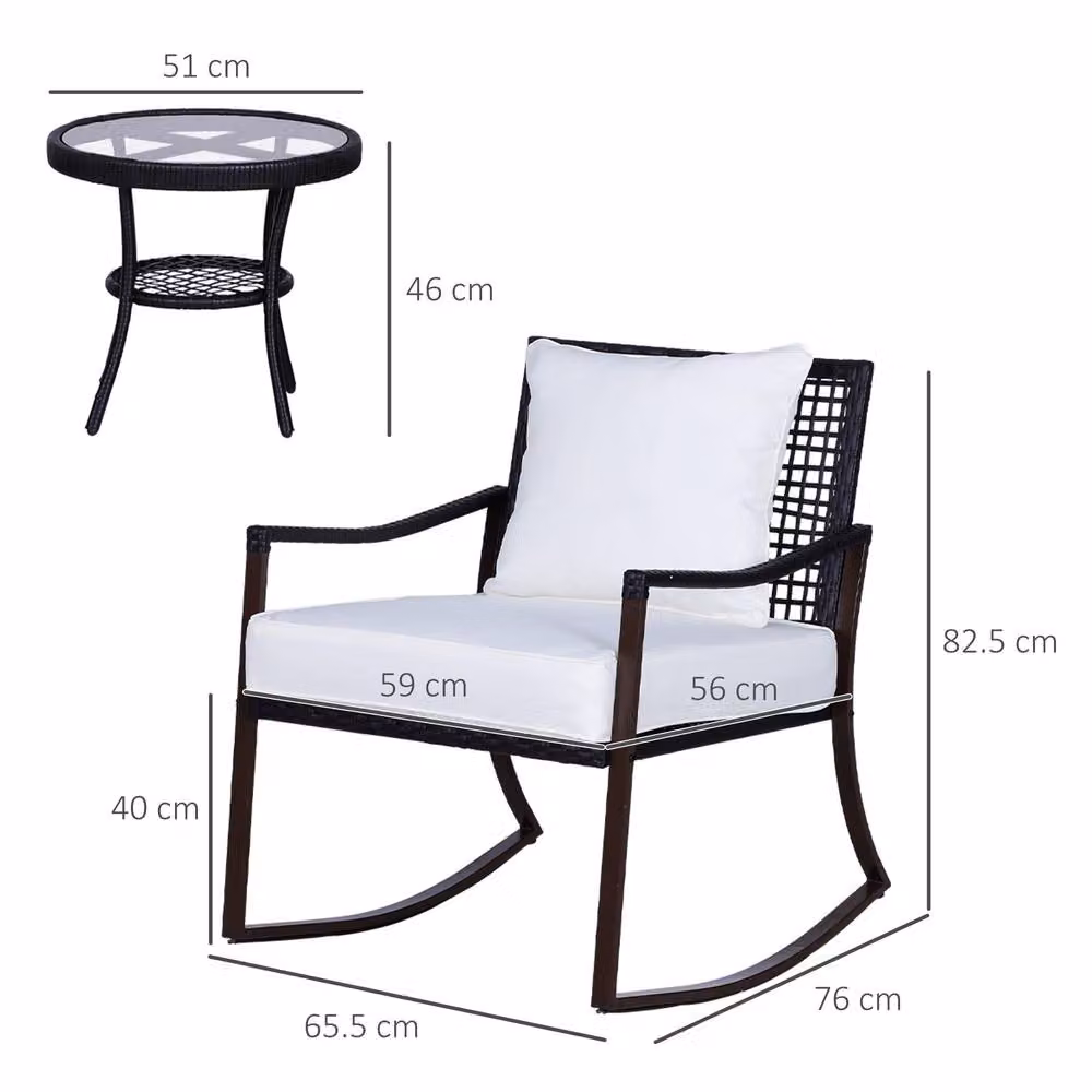 ERGOVEXA Rattan Bistro Set in Brown and Cream White – 2