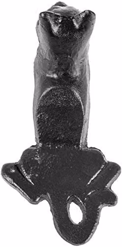 HOMESCAPES Novelty 3D Cat Door Stopper in Black Metal Finish – 3