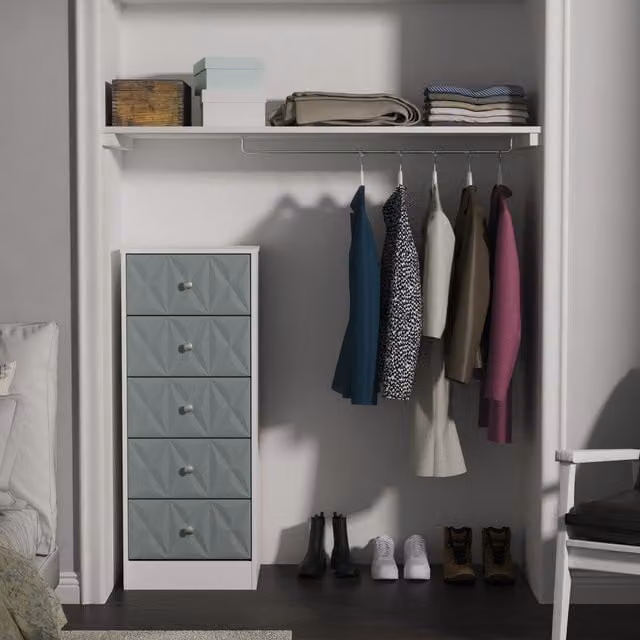 Ready Assembled 2 U Memphis 5 Drawer Tall Bedside Chest in Duck Egg Blue – 1