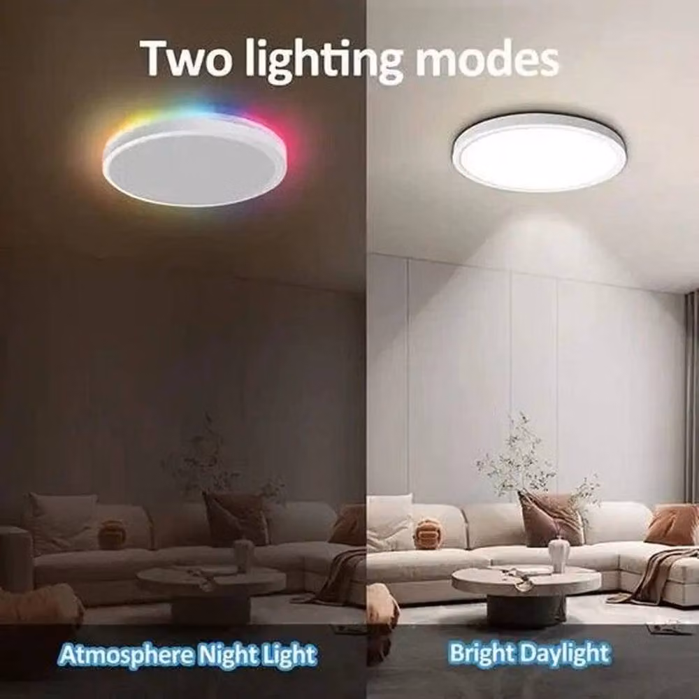 FLAVORA 24W RGB LED Dimmable Flush Mount Ceiling Light with Remote Control and Timer, White – 4