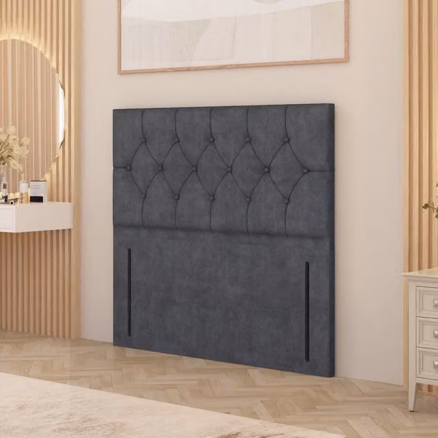 Somnior Beds Ltd Chesterfield Plush Velvet Floor Standing Upholstered Headboard in Anthracite Grey