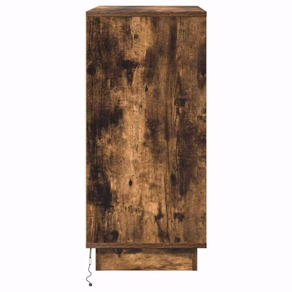 Berkfield Home Modern Bedside Cabinet with Integrated LED Lighting in Smoked Oak Brown, W/D/H: 71 x 34.5 x 75 cm – 5