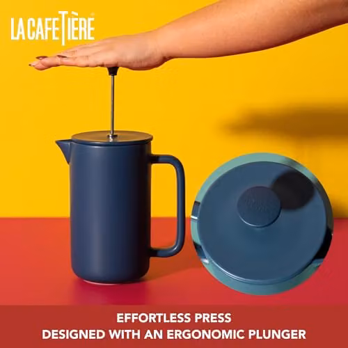 La Cafetiere Arezzo 1L Stoneware French Press Cafetiere, Blue – 3