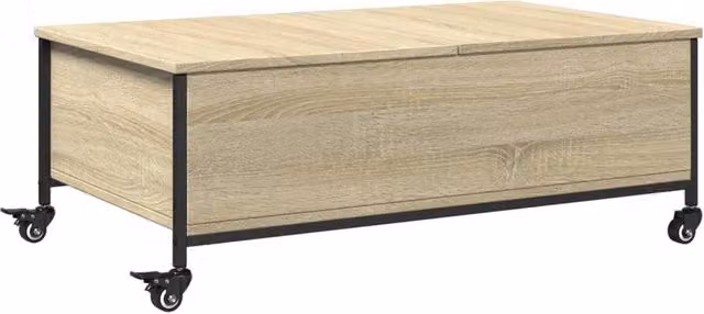 Berkfield Home Sonoma Oak Coffee Table with Castors, Light Oak, W: 91 cm, D: 55 cm, H: 34 cm – 1