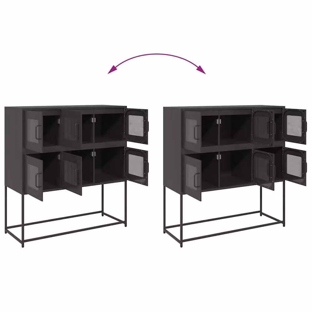 Berkfield Home Black Matt Metal Sideboard W/D/H: 100.5 x 39 x 107 cm – 4
