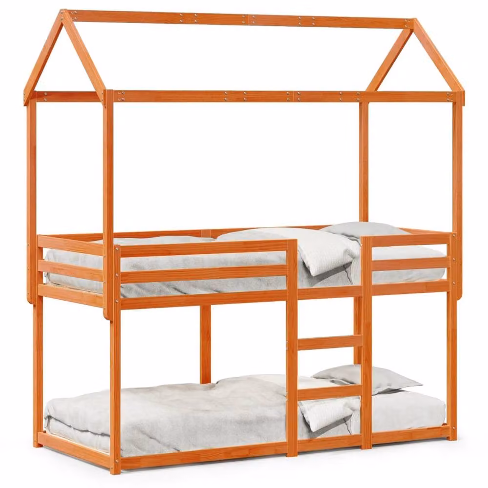 Berkfield Home Rustic Wax Brown Solid Wood Pine Bunk Bed for Children W/D/H: 90 x 200 cm – 2