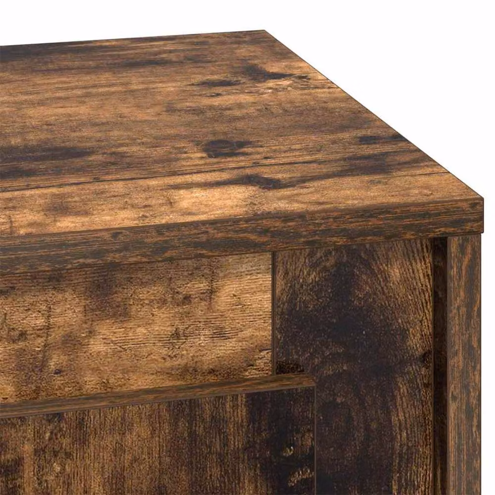 Berkfield Home Beautiful Bedside Cabinets with Integrated LED Lights, Set of 2, Smoked Oak, Brown, W: 44 in, D: 34 in – 7