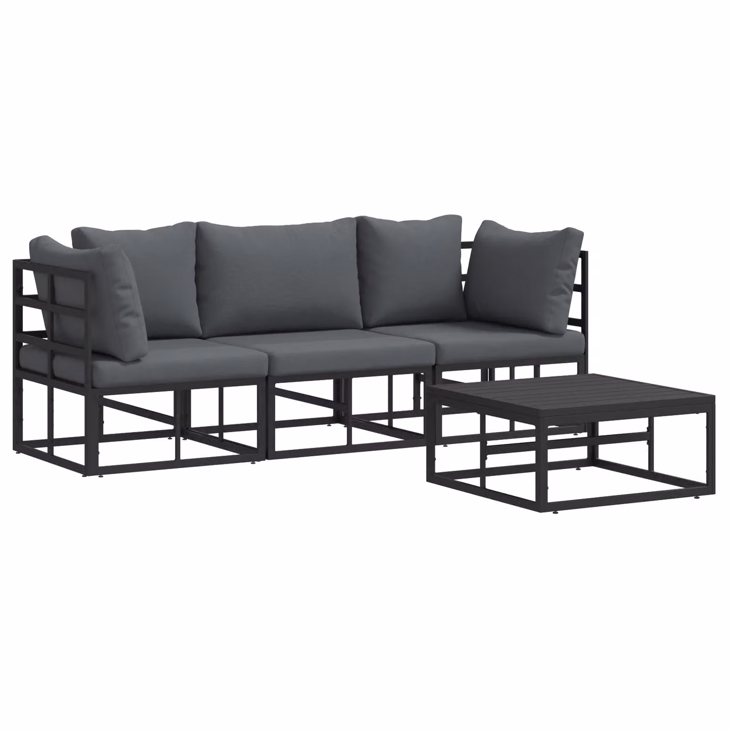 Berkfield Home 4 Piece Garden Sofa Set in Black with Powder Coated Aluminium Frame, W/D/H: 70 x 70 x 32 cm – 2