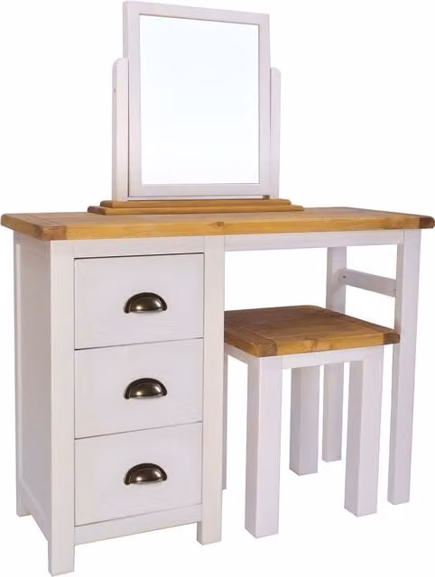Cabinet Bits Argenta 3 Drawer Dressing Table Set in Light Grey with Brass Cup Handles
