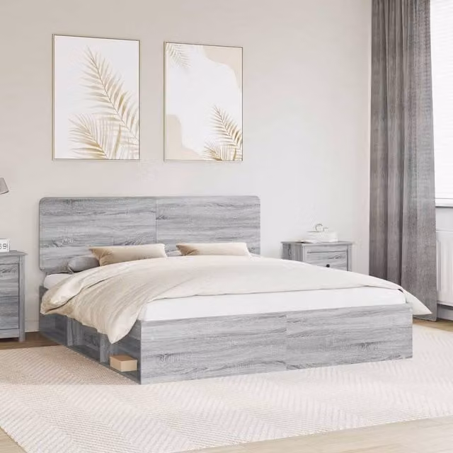 Berkfield Home Sonoma Bed Frame in Grey Solid Pine Wood, 180 x 200 cm – 1