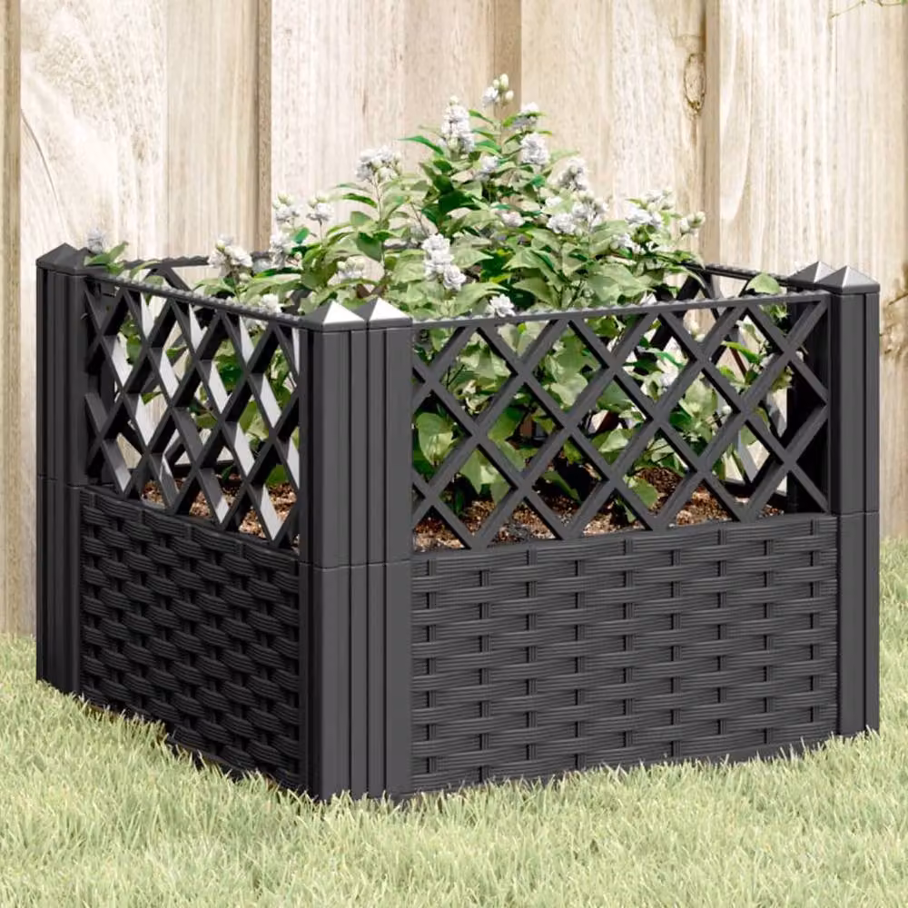 Berkfield Home Garden Planter with Pegs in Black, W/D/H: 43.5 x 43.5 x 43.5 cm – 2