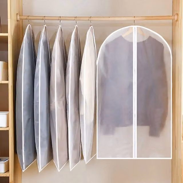 NESTLUNE 10-Piece Clear Zip-Up Hanging Garment Bags for Dresses and Coats – 1