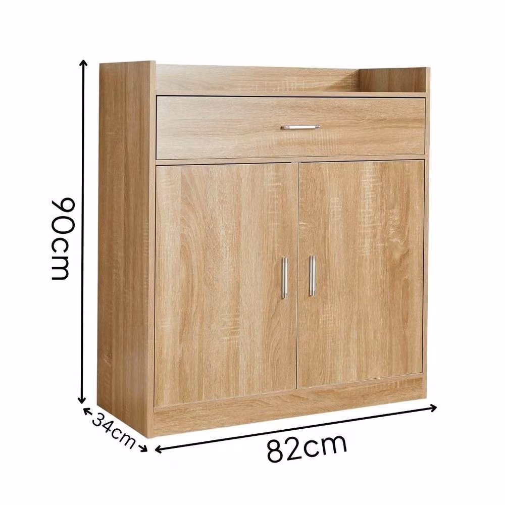 Nordara Compact 2 Door Brown Wooden Shoe Cabinet Hallway Organiser W: 120 cm, H: 80 cm, D: 80 cm – 2