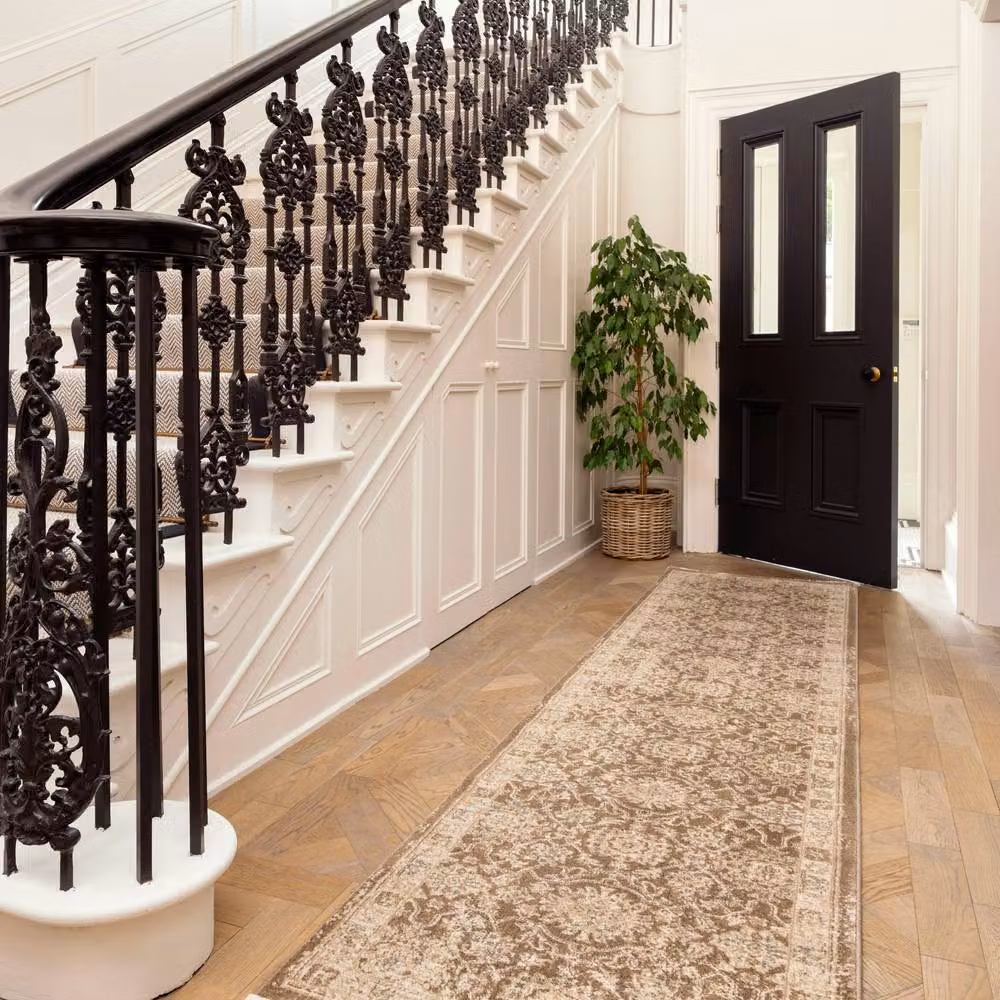 Kukoon Beige and Brown Traditional Floral Luxury Living Room Area Rug, W: 200 cm, D: 290 cm – 3