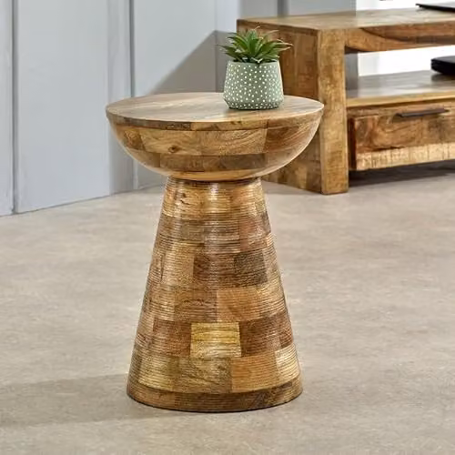 Indian Hub Surrey Round Mushroom Style Side Table in Brown Mango Wood W/D/H: 36 x 36 x 46 cm – 2