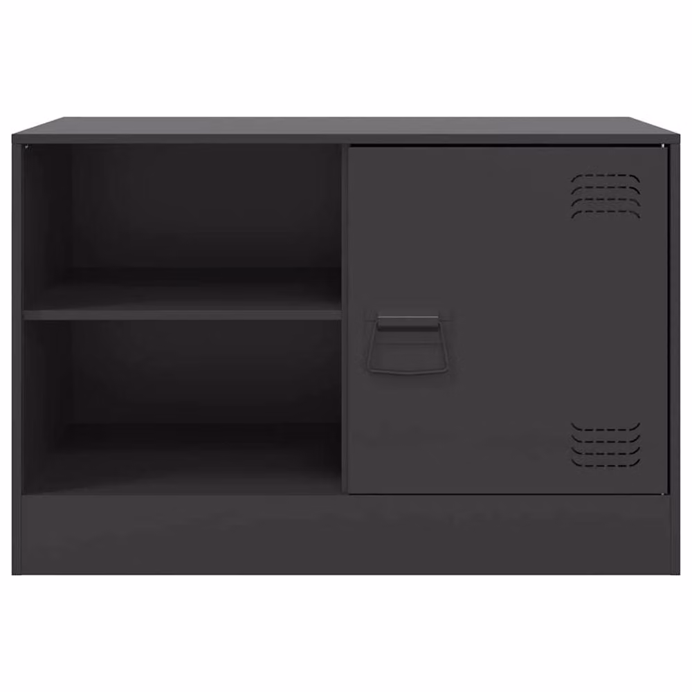Berkfield Home Set of 2 Black Metal TV Cabinets with Hinged Doors and Internal Shelves, W/D/H: 67 x 39 x 44 cm – 3