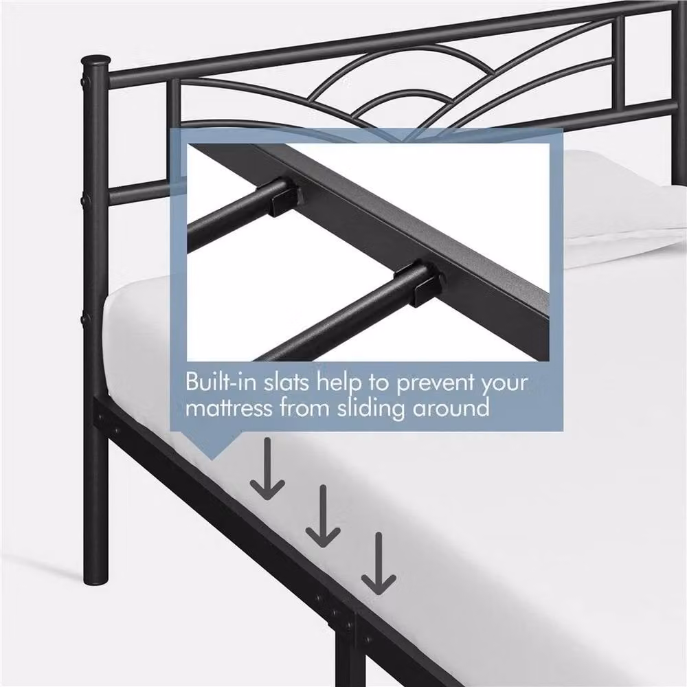 Kelvenix Single Metal Bed Frame in Black, W/D/H: 90 x 190 cm – 4