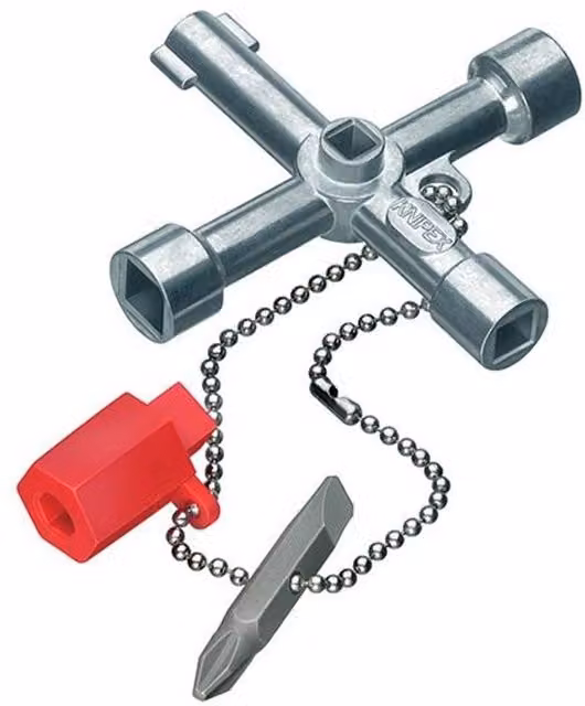 Knipex Standard 7 Way Cabinet Control Key in Silver and Multicolour