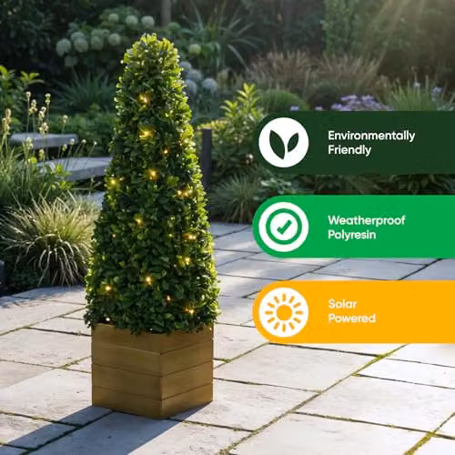 Gardenwize Solar Powered Artificial Topiary Obelisk Tree in Green – 3