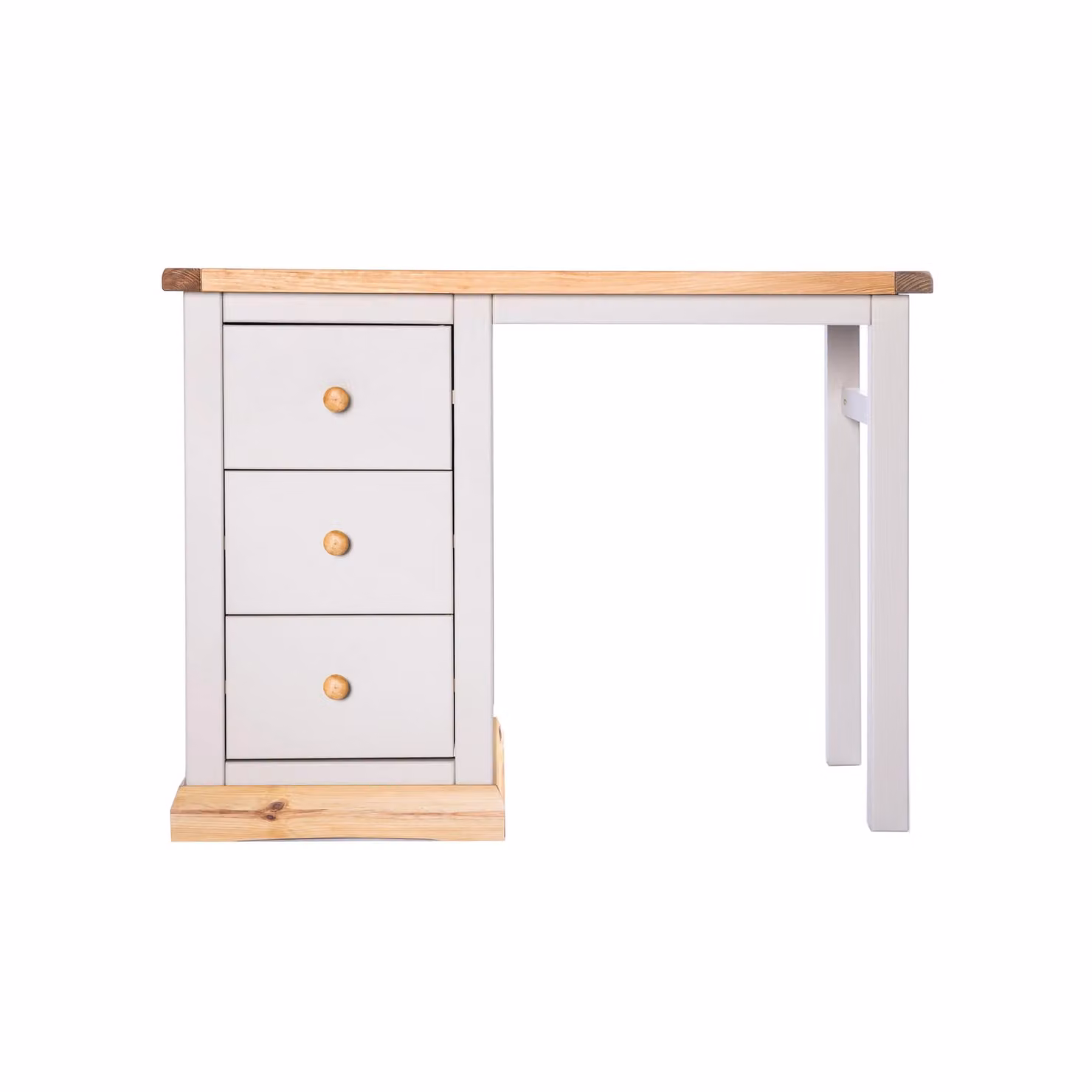 Cabinet Bits Bomporto 3 Drawer Dressing Table Set in Light Grey with Wood Knobs