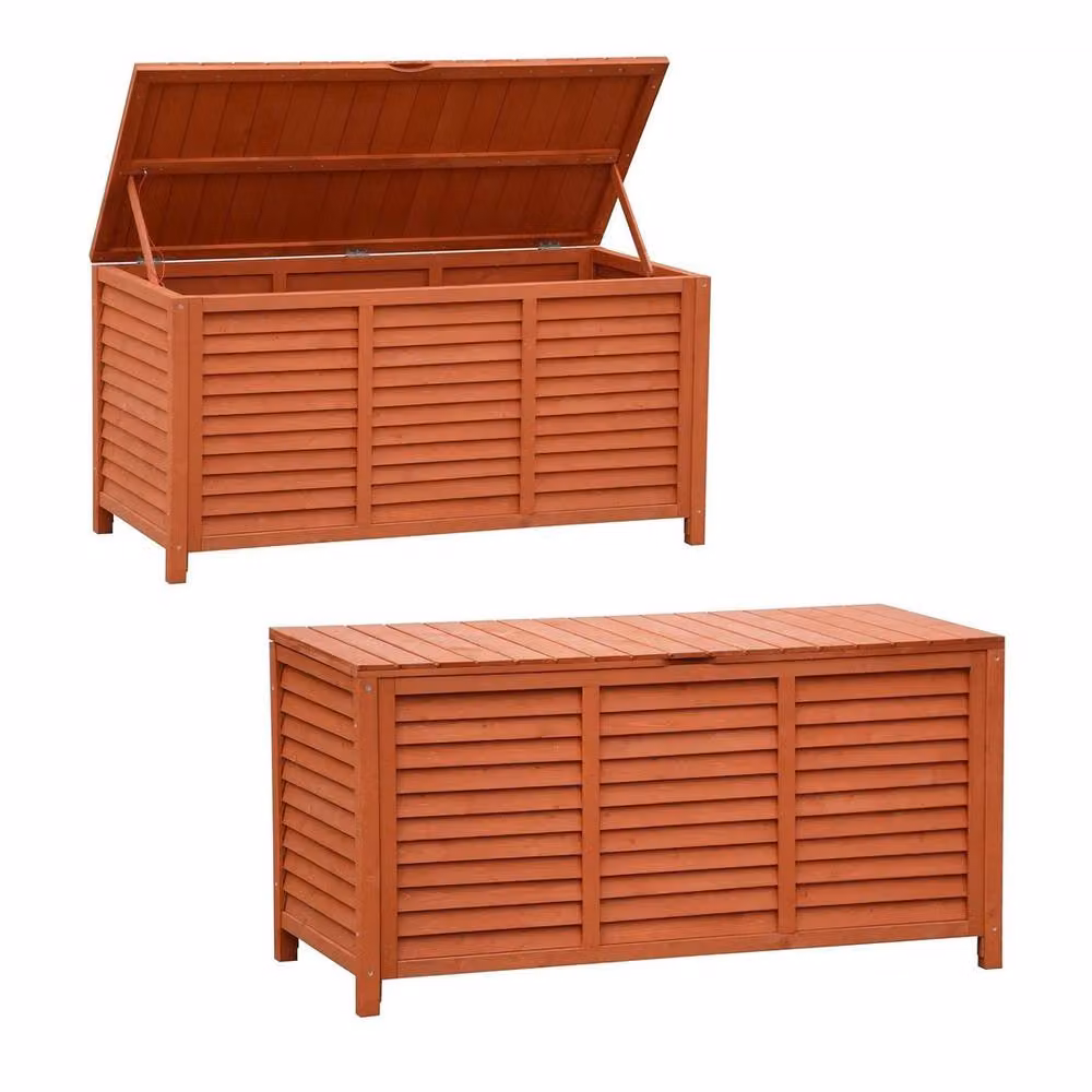 FLAVORA 250L Wooden Outdoor Garden Storage Box in Brown – 3