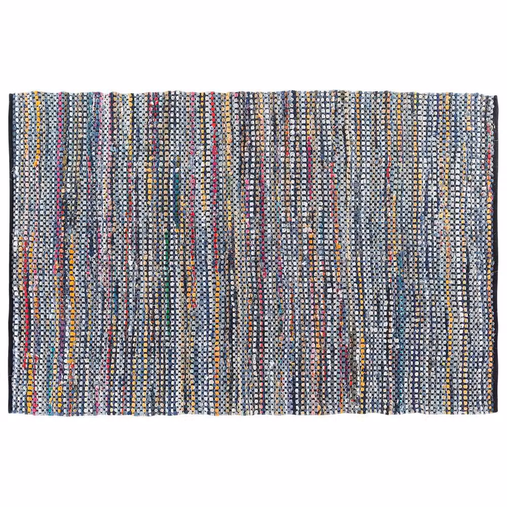 Wyld and Coco Handwoven Cotton Rag Rug in Navy Multicolour, Rectangular, W: 140 cm, D: 200 cm – 3
