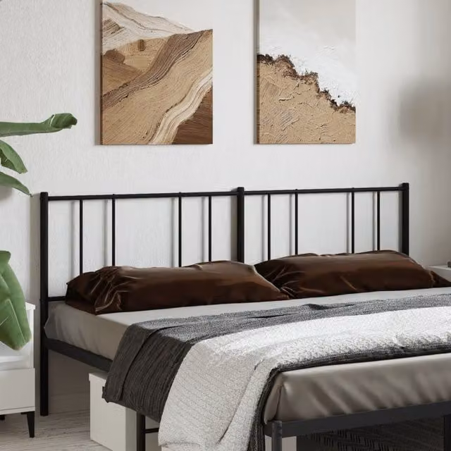 Berkfield Home Classic Metal Headboard in Black, 200 cm – 1