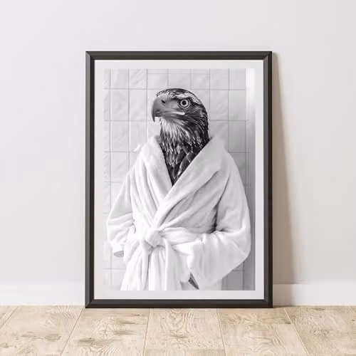 60 Second Makeover Eagle Bathrobe Animal Print Paper Poster, A3