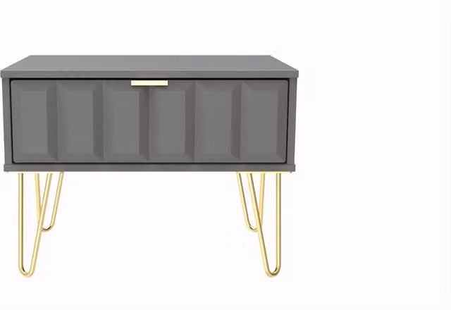 2 U Metro Wide Side Table with 1 Drawer in Grey and Gold – 1