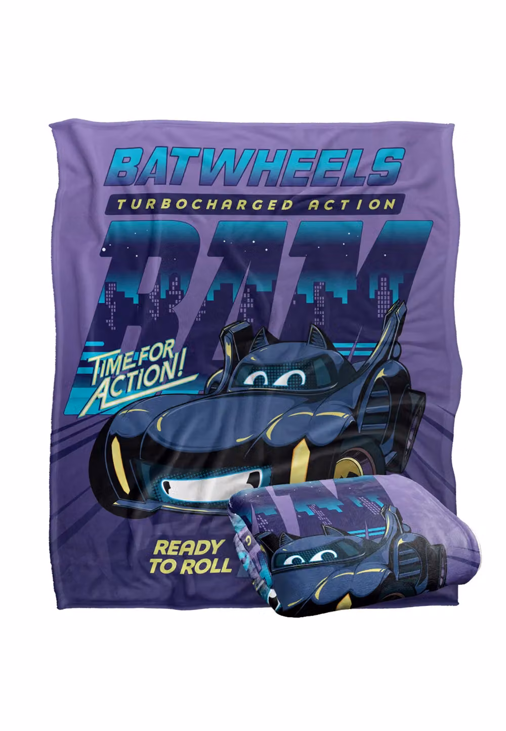 DC Comics Batwheels Ready to Roll Blanket, White and Multicolour, W: 152 cm x D: 127 cm – 2