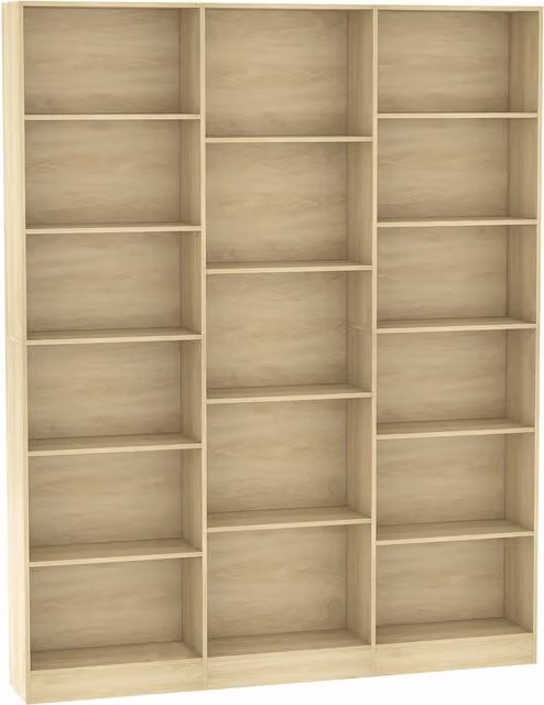 HOMCOM 6-Tier Oak Bookcase with Open Storage and Adjustable Shelves in Brown