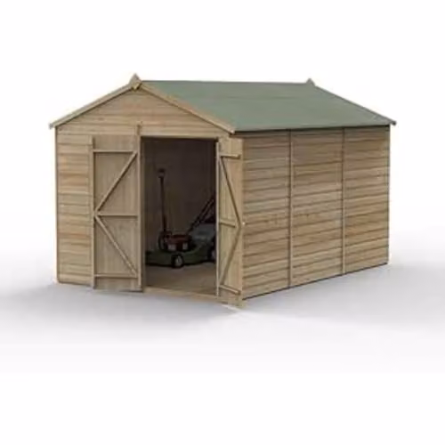 Forest Garden Apex Wooden Shed with Double Doors in Brown – 1