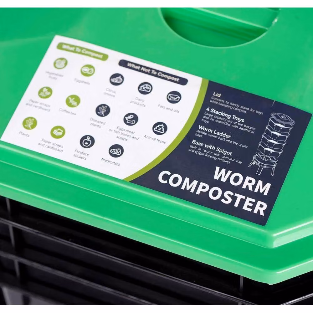 FLAVORA 4 Tier Wormery Compost Bin in Black – 3